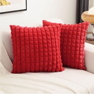 NWT Red Throw Pillow Covers 18x18 Inch Set of 2